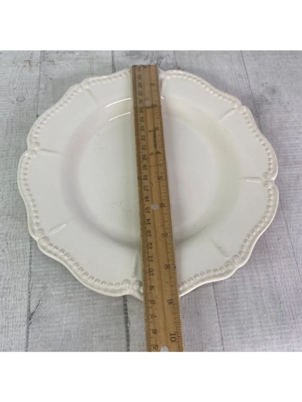 Chris Madden JCPenny ADALINA Ivory Embossed Stoneware Salad Lunch Plates Set 4